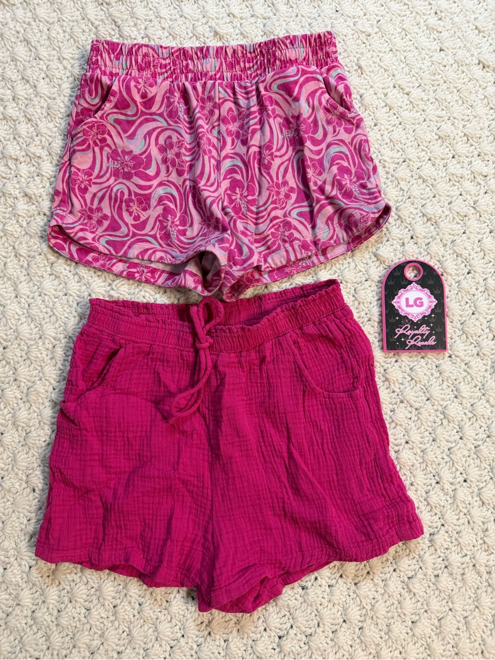 wonder nation Pink Two-Pair Girls' Pull-On Shorts Set